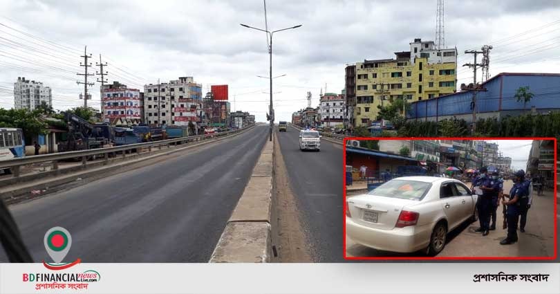 গাজীপুরে লকডাউন কার্যকর করতে তৎপর পুলিশ