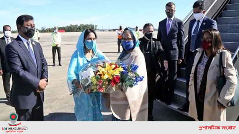 ওয়াশিংটনে প্রধানমন্ত্রীকে ফুলেল শুভেচ্ছা