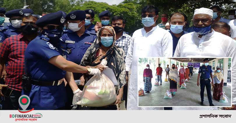 মুকসুদপুরে করোনাকালীন সময়ে পুলিশ সুপারের উদ্যোগে খাদ্য সহায়তা প্রদান