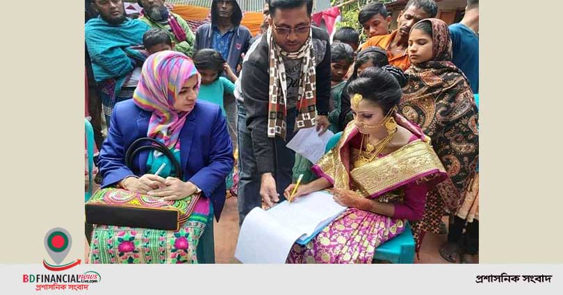 বকশীগঞ্জের নিবার্হী অফিসার মুনমুন জাহান লিজার হস্তক্ষেপে বাল্য বিবাহ বন্ধ