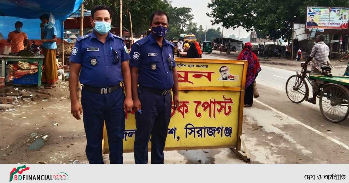 লকডাউন বাস্তবায়নে কঠোর অবস্থানে সিরাজগঞ্জ জেলা পুলিশ