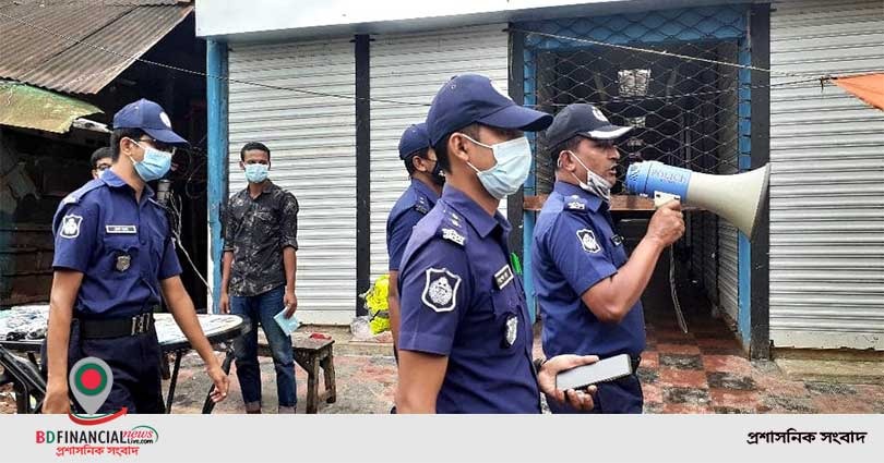 সুনামগঞ্জের মধ্যনগরে লকডাউনে সক্রিয় পুলিশ