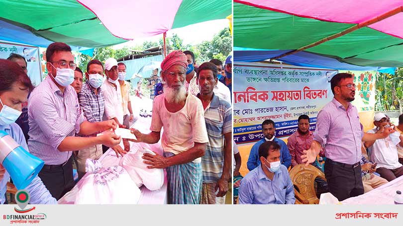 শরীয়তপুরের জাজিরায় নদীভাঙনে ক্ষতিগ্রস্তদের মাঝে ত্রাণ বিতরণ