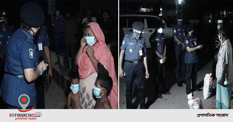 রাতে বাড়ী বাড়ী  খাদ্য সহায়তা দিলেন গোপালগঞ্জের পুলিশ সুপার